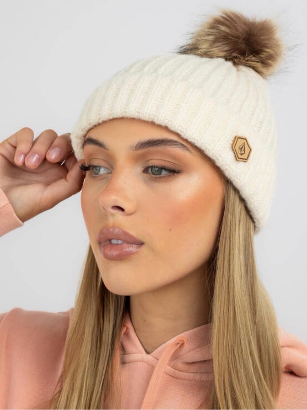 Volcom Lula Beanie with faux fur pom